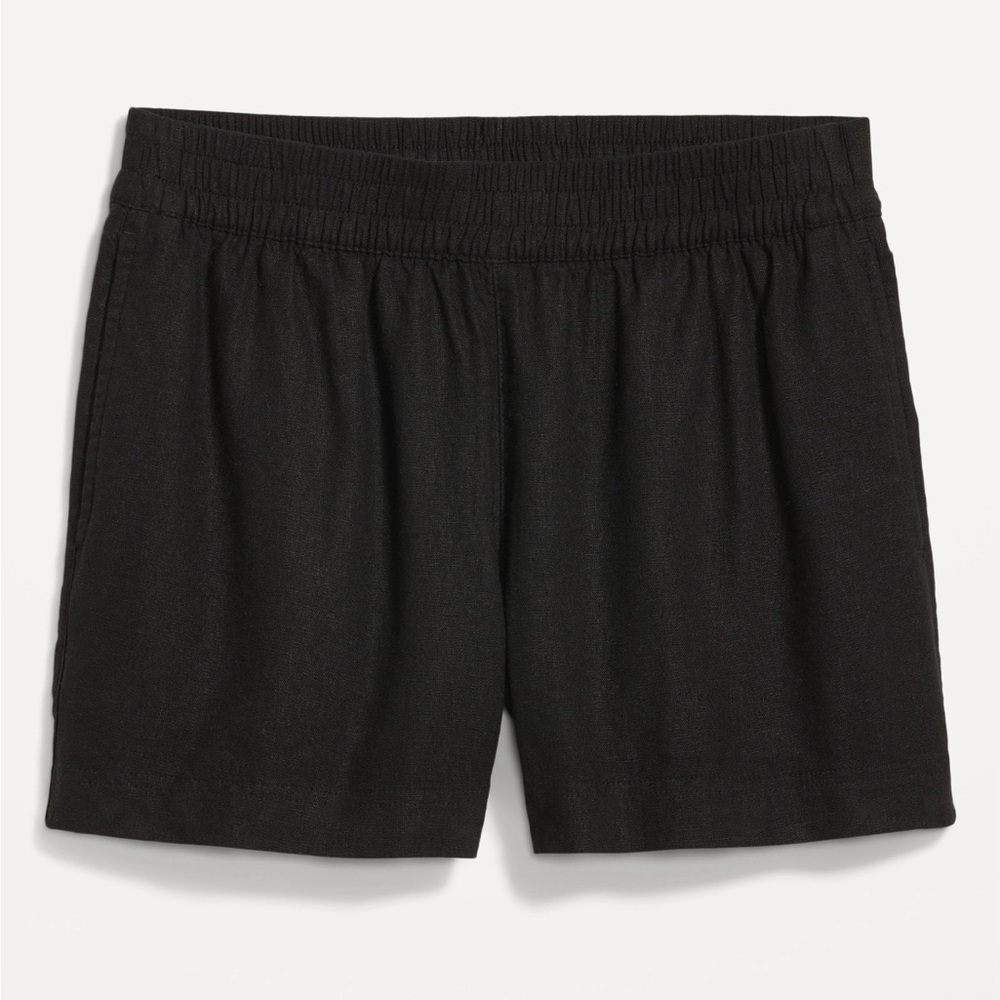 Old Navy NWT Black 100% Cotton High Waisted Linen Shorts (Size L)